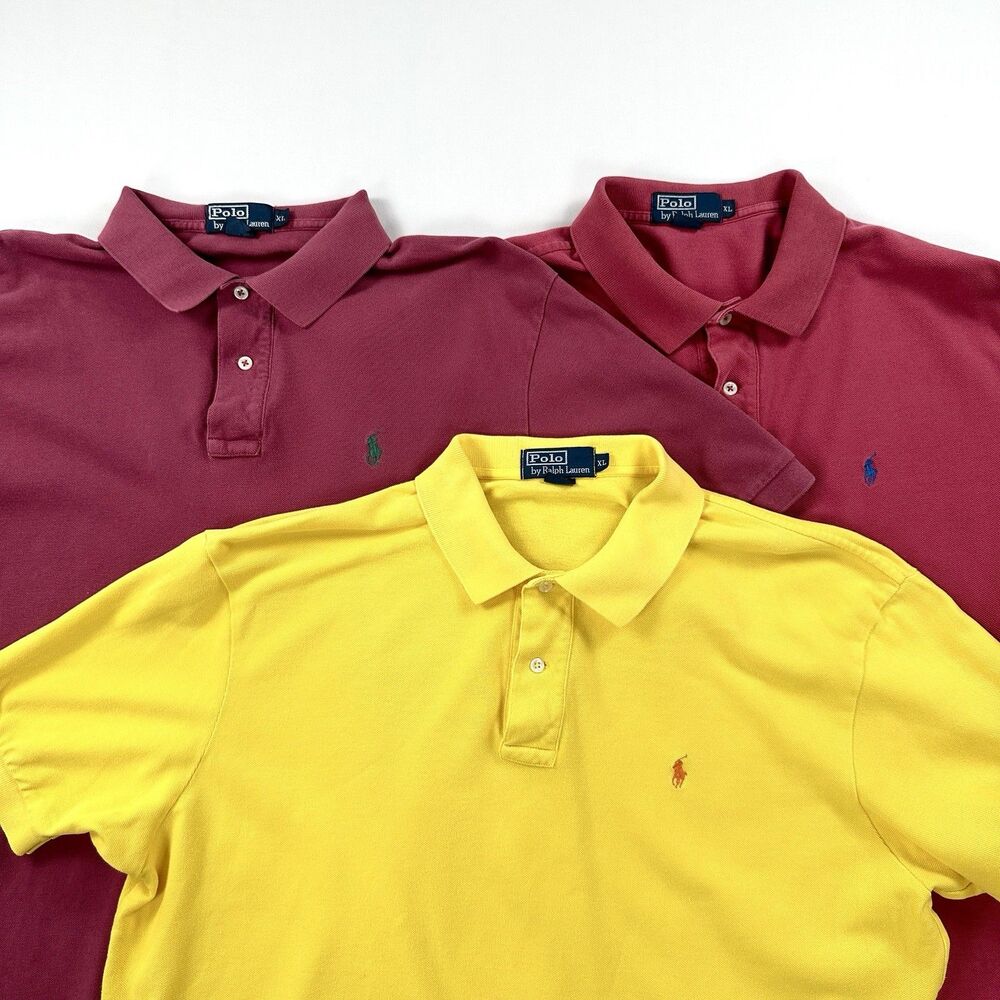 Polo Ralph Lauren Polo Shirts Mens XL Pique Knit Short Sleeve Preppy Lot of 3